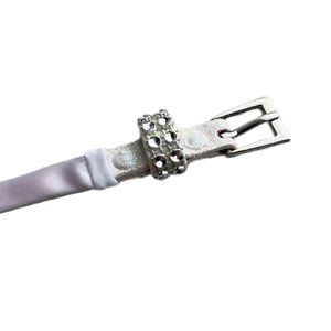 Slender white belt with rhinestones - kids or slender petite woman 25-26"